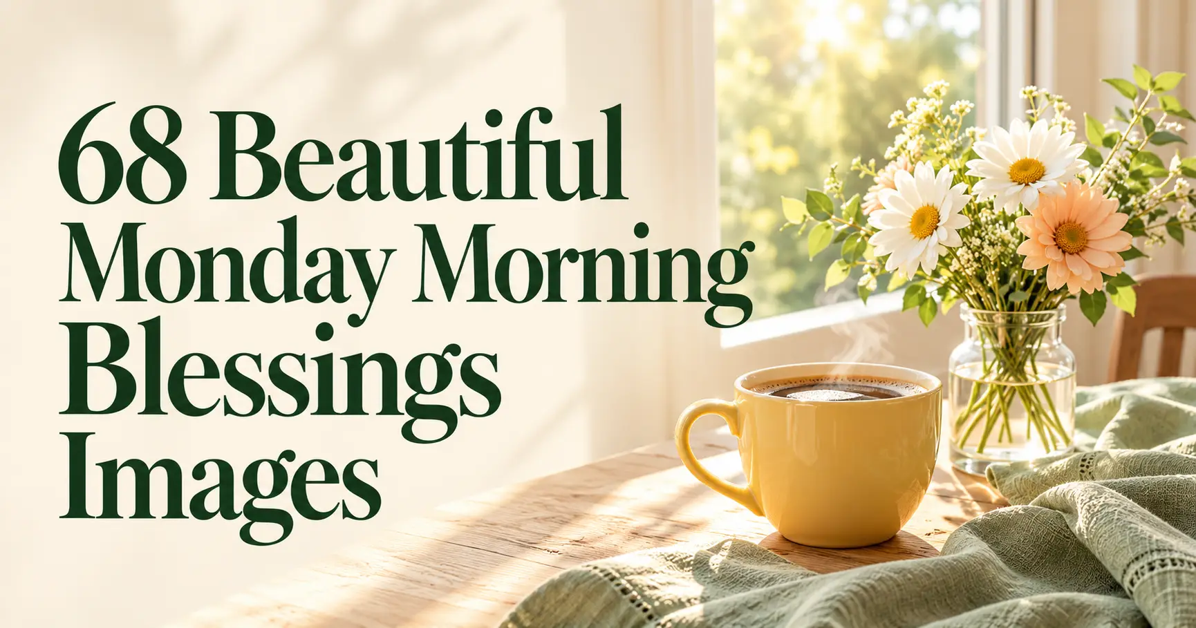 68+ Beautiful Monday Morning Blessings, Images, Prayers and Quotes 2026 Monday morning blessings images pair a welcoming picture with a short wish for the beginning of the week. A sunrise, a familiar coffee cup, or a quiet scene can carry a few words of encouragement without asking the reader to take in a long message before the day begins. The most useful starting point is the person who will receive the image. A friend beginning a new job may appreciate a confident, practical blessing. A family member facing a difficult week may prefer something gentler. A prayerful card can suit a church group, while a warm everyday greeting may fit a mixed workplace more comfortably. This collection provides original image-ready blessings, short overlay lines, accompanying captions, and visual ideas for creating your own Monday cards. The design notes are suggestions for production; they are not a gallery of finished pictures or a claim that another website's images are available to reuse. Use a short line on the graphic and place a longer thought in the accompanying caption. That gives the greeting room to breathe and keeps the words readable on a phone. Add a recipient's name or a detail about their plans when appropriate. A thoughtful Monday image begins with useful words, then lets the picture support the feeling behind them. Beautiful Good Morning Monday Image Messages These blessings can become the main message on a card. If a line feels too long for your layout, use its first sentence on the image and keep the rest as a caption. • Good morning, Monday. May this week begin with a clear place to start and people who make the unfamiliar parts feel a little easier to approach. • Wishing you a Monday morning with enough space to prepare thoughtfully. You do not have to rush into the whole week before you have finished this first hour. • May the first page of your workweek hold reasonable expectations and a useful plan. A careful beginning can be small and still be worth making. • Good morning. I hope Monday brings a welcoming conversation, a manageable first task, and a quiet reminder that you do not need to face everything alone. • A blessed Monday morning to you. May you recognize the support already around you and feel comfortable asking for the help this new week needs. • May Monday meet you with a little breathing room. There is time to choose a priority before you give the whole morning to everyone else's urgency. • Wishing you a beginning that leaves room for both responsibility and ordinary enjoyment. The week ahead deserves your care, and so do you this Monday morning. • Good morning, my friend. May this Monday offer something useful to build on and a person willing to encourage you while you find your footing. Short Overlay Text for Monday Pictures A few words can work well over a calm background. These original overlays are designed to leave room for the picture and can be paired with a more detailed caption below the post. • Monday morning. Begin with one kind intention. • A new week with room to learn. • Good morning. You can start at your own pace. • Monday blessings for the work ahead. • Welcome this week with a little gentleness. • One thoughtful beginning is enough for now. • May your Monday include patient people. • Fresh light for an ordinary Monday. • Start here. The whole week can wait. • A warm hello for your new week. • Monday hope with both feet on the ground. • Begin with care for yourself and others. Monday Prayer Messages for Faith Centered Cards These original prayers suit a personal devotional card or a recipient who welcomes Christian language. Keep them distinct from Bible verses; they are newly written prayers rather than Scripture. • Lord, guide this Monday's beginning. Help me make a sensible plan, listen before I assume, and bring a willing heart to the work that is mine to do. Amen. • May God's love accompany you into the new week. I am praying that you receive useful support and find opportunities to offer the same care to others. • Father, bless our home as Monday begins. Help us make patient departures and remember that the people beside us matter more than a perfectly executed morning. Amen. • God, please be with my friend starting something unfamiliar today. Give them patient guidance and the confidence to ask questions while they learn the new routine. Amen. • Lord, I bring You the unfinished things I carried into Monday. Help me approach them honestly, with a workable plan and the humility to ask for assistance. Amen. • May this Monday morning leave room for prayer before the rush. I hope you can name what you need and feel supported in taking the next responsible step. • Father, bless the hands preparing meals, opening doors, cleaning spaces, and doing necessary work before others arrive. May their effort receive attention and appreciation today. Amen. • God, help me keep this week's plans open to wisdom and compassion. Let an unexpected need become a reason to respond thoughtfully rather than simply a disruption. Amen. Encouraging Images for Work and a Fresh Week Monday encouragement can focus on realistic progress. These messages suit a desk scene, a notebook, or a simple landscape with enough clear space for the words. • May Monday's first task be clear enough to begin and small enough to manage. Progress can start with understanding what needs to happen before doing everything at once. • Wishing you a new week with realistic deadlines and helpful conversations. I hope the people around you make it easier to do careful work without unnecessary pressure. • Good morning. Bring your preparation into Monday, then leave room to learn. You are allowed to be capable and still have questions about an unfamiliar task. • May this week's plans reflect the time and energy you actually have. A useful Monday beginning includes deciding what can wait and where help will be needed. • Monday blessings for the work nobody sees: the preparation, the revisions, the patient explanations, and the effort that makes someone else's task more manageable. • I hope Monday gives you the satisfaction of one completed priority rather than the frustration of chasing every notification. Your attention is worth protecting during focused work. • May your new week include people who share information clearly and credit generously. A cooperative beginning can make the difficult parts of Monday feel more approachable. • Wishing you courage to revise a plan when the facts change. Starting the week well can include admitting that the first approach needs another look. Warm Monday Picture Greetings for Family A family card can use a familiar scene: breakfast, a front door, a garden, or a shared table. If you use a personal photograph, make sure the people shown are comfortable with how you share it. • Good morning to our family. May Monday give each of us a patient person, a useful opportunity, and a welcoming place to return after the day's responsibilities. • Wishing our household a gentle start to the week. Let the first words we exchange offer help and affection before we begin discussing everything that needs doing. • Mom, may this Monday bring you a little of the care you so often give everyone else. I hope your morning includes something chosen simply for your enjoyment. • Dad, sending a picture-sized Monday hello and a much larger amount of appreciation. I hope the week begins with good company and a comfortable pace. • May the children in our family begin Monday feeling safe to ask, ready to learn, and sure that one difficult moment does not define their whole school day. • To family far away, a warm Monday morning greeting from here to there. I hope the new week offers familiar comforts even when home feels a long distance away. • God, help our family notice when someone needs extra support this week. Let Monday's plans include kindness alongside appointments, chores, and all the other important details. Amen. • May our home be welcoming on a Monday when nobody has much energy left. An understanding greeting can be one of the week's most useful blessings. Monday Blessings Images for Friends Friendship cards feel more personal when they recognize something your friend mentioned. Pair one with a small detail about their new week rather than sending an unexplained chain message. • A Monday morning blessing for my friend: may you meet the new week with dependable company and enough space to decide what deserves your best attention. • Good morning. I remembered that this Monday begins something new for you. I hope the first conversations are welcoming and the instructions leave room for questions. • Sending a little visual encouragement for your Monday. May one task turn out to be simpler than expected, and may you get a proper break between the busy parts. • Wishing you a week with friendship in the ordinary spaces: a quick check-in, a useful favor, or someone happy to hear how your Monday really went. • May Monday's plans leave room for the things that make you feel like yourself. Your interests deserve a place alongside the responsibilities you handle for other people. • Good morning, friend. I hope this image brings a small pause before the week gathers speed. Take the greeting; there is no obligation to send one back. • A new Monday, and another chance to say I am glad we know each other. May this week give us a little time to catch up without rushing. • If Monday feels heavy, let this be a quiet hello rather than an instruction to cheer up. I am wishing you real support for the week ahead. Thankful and Hopeful Monday Captions These original captions can accompany a simple image without covering the whole picture in text. They focus on gratitude and realistic hope at the beginning of a week. • Beginning Monday grateful for the people whose care makes a busy week possible. I want to notice their effort before the calendar starts taking all my attention. • A new week does not need an impressive declaration. This Monday, I am hoping to listen carefully, do useful work, and leave people feeling respected after our conversations. • Grateful for a morning that lets me try a little differently. I am bringing yesterday's learning into Monday without asking today to become perfect. • Monday hope can be practical: a workable plan, an answered question, and someone willing to share the load when the week's responsibilities become too much. • Here is to a week with room for honest effort and ordinary pleasures. A kind beginning can include the person looking back at you in the mirror. • Thankful this Monday for people who check in before a big appointment and remember to ask afterward. Their attention makes an unfamiliar week feel less lonely. • Welcoming the new week with appreciation for what is already helping: reliable advice, shared work, and friends who do not need a special occasion to care. • May this Monday image be a small reminder to begin where you actually are. A useful step does not need to look impressive to anyone else. Gentle Monday Images for Someone Having a Hard Week Choose a quieter background and restrained wording when the recipient is worried or grieving. A card can offer company without telling someone how they should feel. • Good morning. I know this week holds something difficult. May Monday bring a little practical help and people who will stay present without asking you to seem positive. • Sending a gentle Monday blessing for the person doing their best with limited energy. I hope today's expectations leave room for what you realistically need. • May this morning offer a comfortable pause before the hard part begins. You do not have to turn your experience into an encouraging story for anyone else. • A quiet hello for your Monday. I am thinking of you and would be glad to hear how you are doing whenever talking feels useful. • God, please support my friend through the week they are dreading. Help us offer company and practical care without making promises about things we cannot know. Amen. • May Monday's first kindness reach you without asking for a reply. You are remembered even when you do not have the words or energy to explain your day. • Wishing you a new week with permission to make the plan smaller. Asking for help and protecting a necessary pause are reasonable parts of meeting a difficult Monday. • I hope this image gives you a gentle moment, even if it cannot change the week ahead. There are people who would be glad to walk through it with you. Background Ideas for a Readable Monday Card Choose the mood before choosing the decoration. A sunrise can suggest a beginning, but an ordinary kitchen scene may feel warmer for a family greeting. A notebook and pen suit work encouragement. Flowers can support a gentle blessing without requiring a religious symbol. For a prayer card, a quiet devotional scene can make the context clear. Keep the message in an uncluttered area. A pale sky, a plain wall, or an out-of-focus background can give dark lettering enough contrast to read comfortably. Avoid putting important words over the busiest part of a photograph. If you need a text panel, keep it simple and make sure it supports the picture rather than crowding it. Use one readable typeface for the blessing, or pair a decorative greeting with a plain body font. Thin script can become hard to read when a picture is reduced to phone size. Test the card at the size someone will actually see it, not only enlarged on your editing screen. For a blog feature image, a 1200 by 630 pixel canvas can provide a useful wide working size. Preview the result in your own site and social sharing layout because cropping varies. Keep important text away from the edges and retain an editable original so you can adjust the composition. Four Monday Card Concepts You Can Create These production ideas give the original words a clear visual direction. They are design briefs for making cards, with a separate message for each concept rather than four versions of one crowded layout. A Sunrise Card for a New Beginning Use a landscape with open sky and one clear horizon. Put the short line "A new week with room to learn" in the quietest part of the sky. Keep the colors warm but restrained, and avoid adding several decorative symbols around the words. In the caption, mention the recipient's actual new beginning if you know it. A first day in a new role, an unfamiliar class, or a revised routine gives the image a more personal purpose. Keep sensitive details out of a public post. A Coffee and Notebook Card for Work Choose a simple desk scene with the cup and notebook to one side. Use "Monday blessings for the work ahead" as the overlay. A plain font and generous space can make the card feel professional enough for a friendly workplace greeting. Pair it with a wish for clear priorities or cooperative colleagues. Avoid implying that every recipient starts the week in an office; the caption can recognize teaching, caregiving, service work, or another responsibility when that is more relevant. A Floral Card for Gentle Encouragement Place a small group of flowers near an edge and keep the central area quiet. The overlay "Welcome this week with a little gentleness" can suit a recipient who needs warmth without an energetic motivational message. Use a soft background with sufficiently dark text rather than pale lettering that disappears into the flowers. In the caption, offer a quiet hello or a practical check-in. The image does not need to explain the person's circumstances to anyone else. A Simple Prayer Card for Family Use a familiar home scene or a restrained devotional still life with space for "Begin with care for yourself and others." Put the full prayer in the accompanying message, clearly labeled as a personal prayer rather than a Bible verse. The family context can be expressed through the caption: patient departures, encouragement for school, or a considerate beginning to shared responsibilities. Choose imagery that feels welcoming to the people receiving it rather than trying to represent every possible household in one picture. Sharing Monday Images With Care Use your own photographs, original artwork, or visuals whose license permits the intended use. A picture appearing in a search result does not by itself establish permission to republish it. Keep records of image sources when you are preparing a blog post or business account. Write meaningful alt text that describes the main scene and includes essential words printed on the image. A useful example is: "Morning light beside a notebook with the message Monday blessings for the work ahead." Repeat longer prayers in the accompanying text so readers do not have to read a graphic to access the whole message. For a private greeting, send the image with a sentence that makes clear why you chose it. For a public post, remove private details about another person's situation. A personal blessing can remain thoughtful without turning someone's difficult week into content for a wider audience. Questions About Monday Morning Blessings Images What should a Monday blessing image say? Use a brief greeting and one clear wish, such as support for the work ahead or patience at the start of the week. Match the message to the recipient. A short line is easier to place on the image; use the caption for a more detailed thought or prayer. Can I use these messages as image captions? Yes. The blessings and captions in this collection are original writing. You can adapt one with a name or a detail about the new week. When choosing a photograph or graphic to accompany it, use imagery you own or have appropriate permission to use. Where can I get free Monday pictures? You can take a photograph yourself or look for an image offered under terms that allow your intended use. Check the terms on the original source, including any attribution requirements. Free viewing, free downloading, and permission for commercial publication are different things, so confirm what the source actually permits. How much text should go on the picture? Use only what remains easy to read when the image is small. One short blessing usually works better than a full paragraph. The right amount depends on the font, background, and layout. Preview it on a phone, then move additional explanation or a longer prayer into the post caption. What makes a Monday image suitable for a friend who is struggling? A gentle message and a calm visual can offer support without demanding optimism. Avoid promising that the whole week will improve. Let your friend know they are remembered, and consider a practical offer alongside the image. A private message can be more comfortable than a public tag. Can I use a blessing image as a phone wallpaper? An image you own or are permitted to use can become a personal wallpaper. A wide blog image may crop poorly on a vertical phone screen, so create a separate composition if needed. Leave room for the clock and icons, and check that the blessing remains visible after the phone applies its crop. Make the Monday Greeting Personal A thoughtful Monday card brings together clear words, a suitable picture, and a reason for sending it. Choose a blessing that fits the recipient's week, keep the overlay readable, and use the caption for anything more personal. Save the wording you like and create a few distinct layouts for future Mondays. The most meaningful detail may be the sentence you add when you send the image: I remembered what this week holds for you.